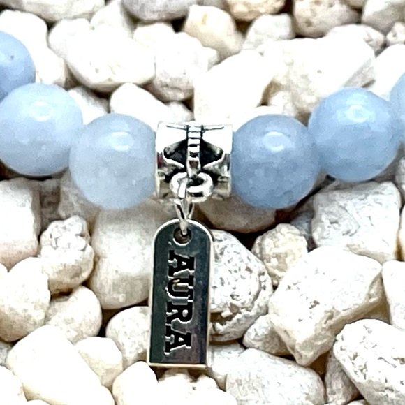 3 bracelets 2 aqua marine and 1 white quartz with Swarovski crystal pave - Picture 4 of 5